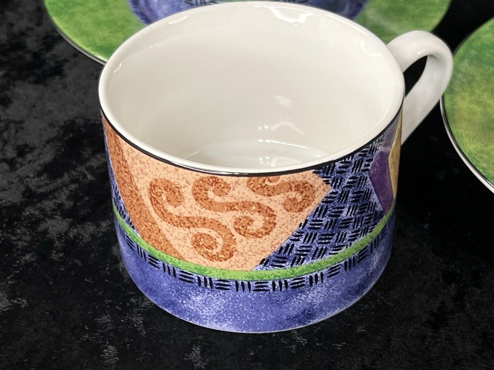 Sango Sue Zipkin 4895 KARMA 4 Cup & Saucer Sets