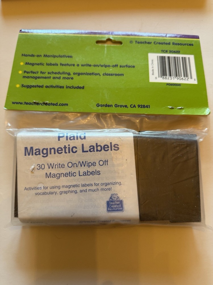 Plaid Magnetic Labels Teacher Created Resources TCR20622