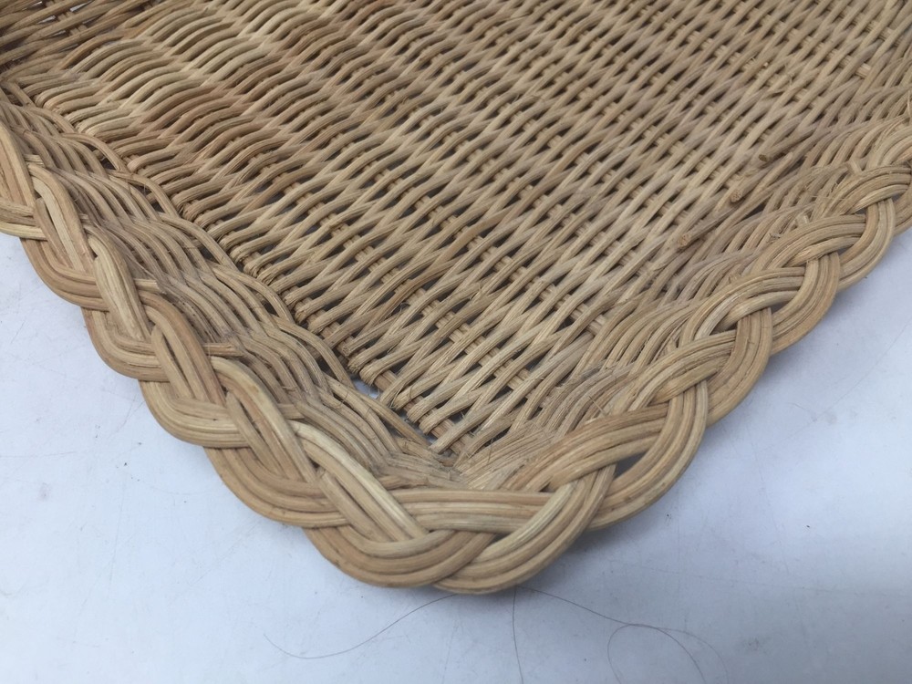 Vintage Tan Rectangular Wicker Basket- about 10 by 8''