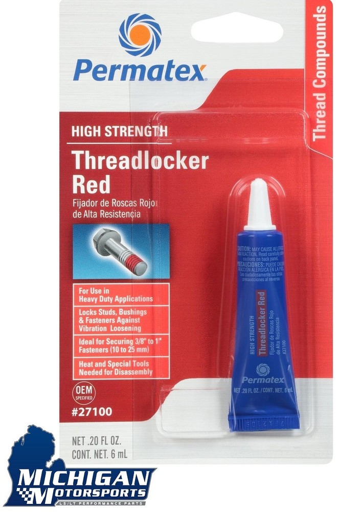 Permatex 27100 Red High Strength Threadlocker 6ml Tube