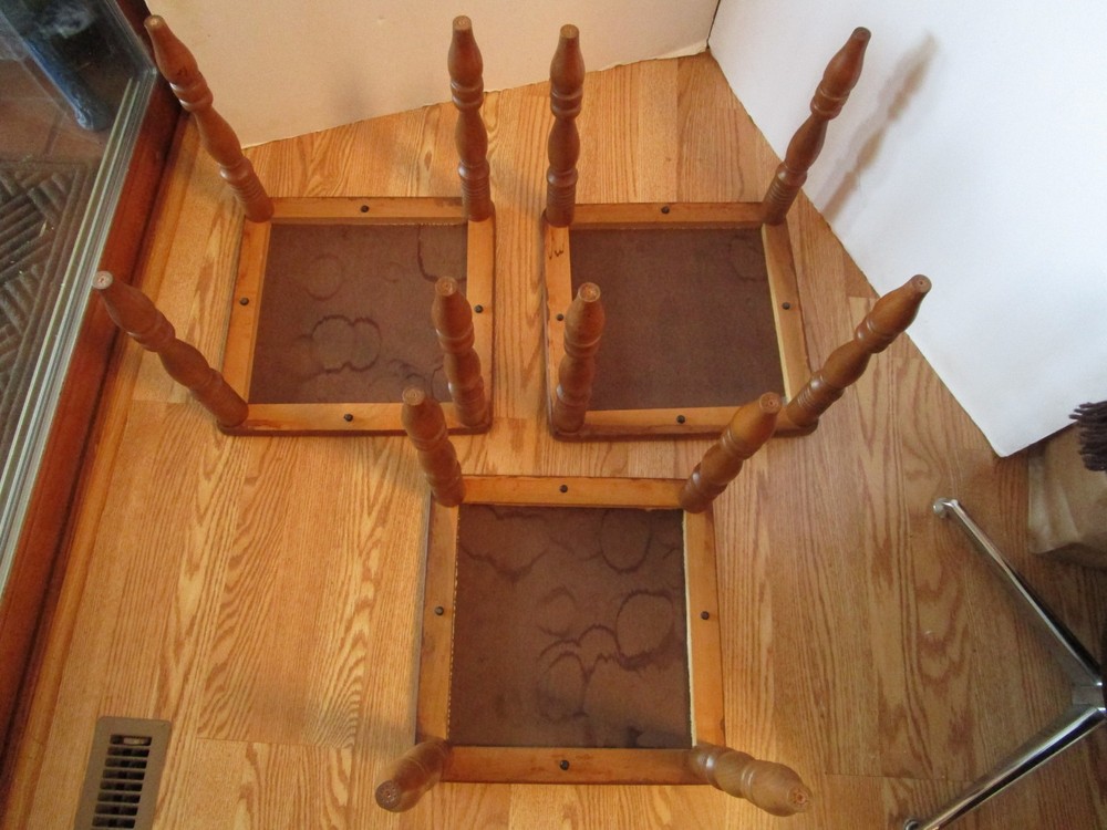 Vintage MCM Set 3 nesting/Stackable Formica wood Tables Eagle Patriotic 1960's