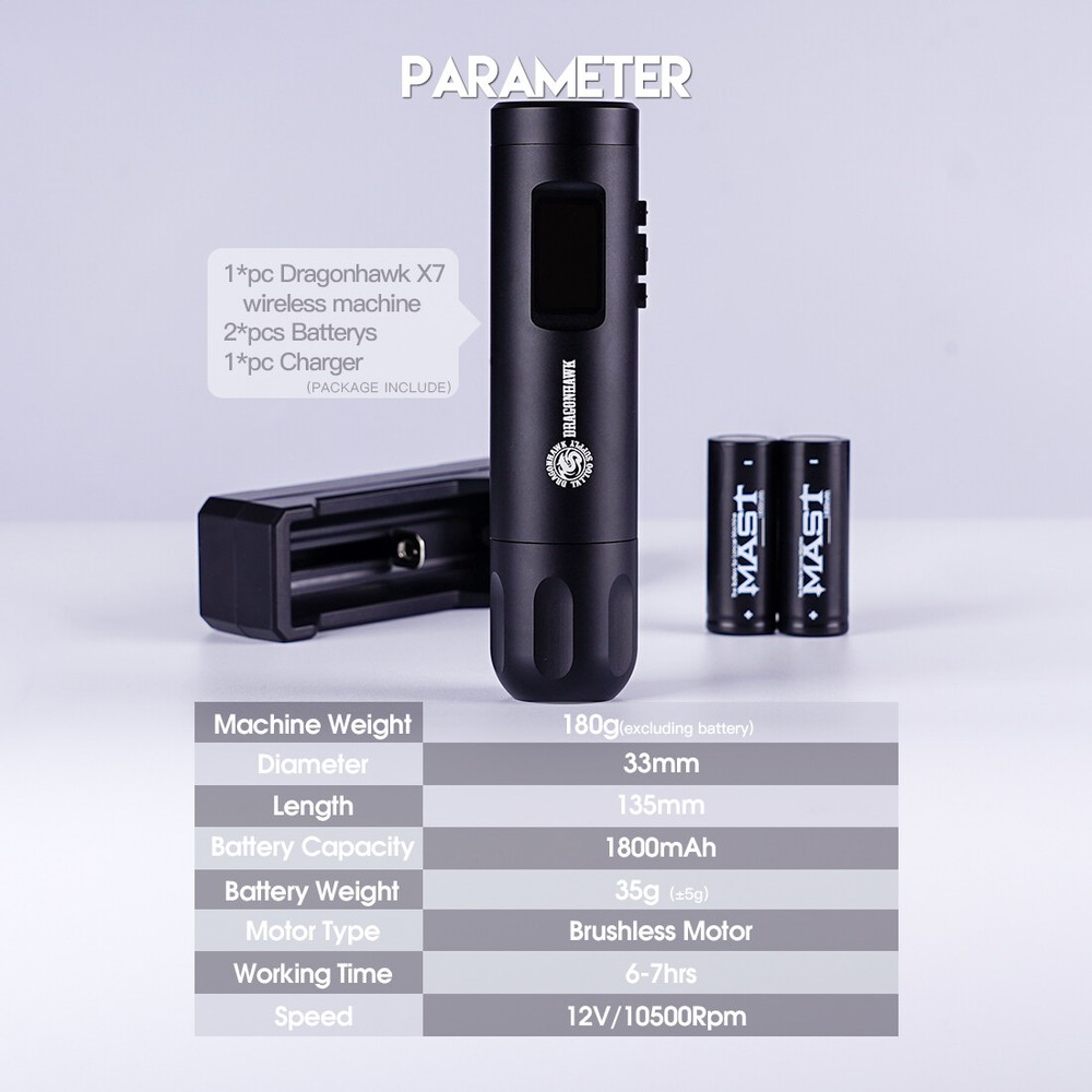 Smart Screen Display Wireless Rotary Tattoo Brushless Motor Pen Machine Kit