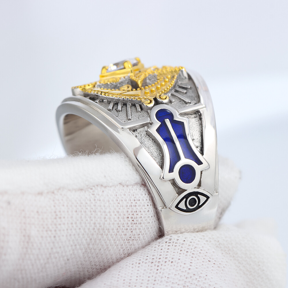 Ancient Templar G Freemason Masonic Solid Sterling Silver Ring