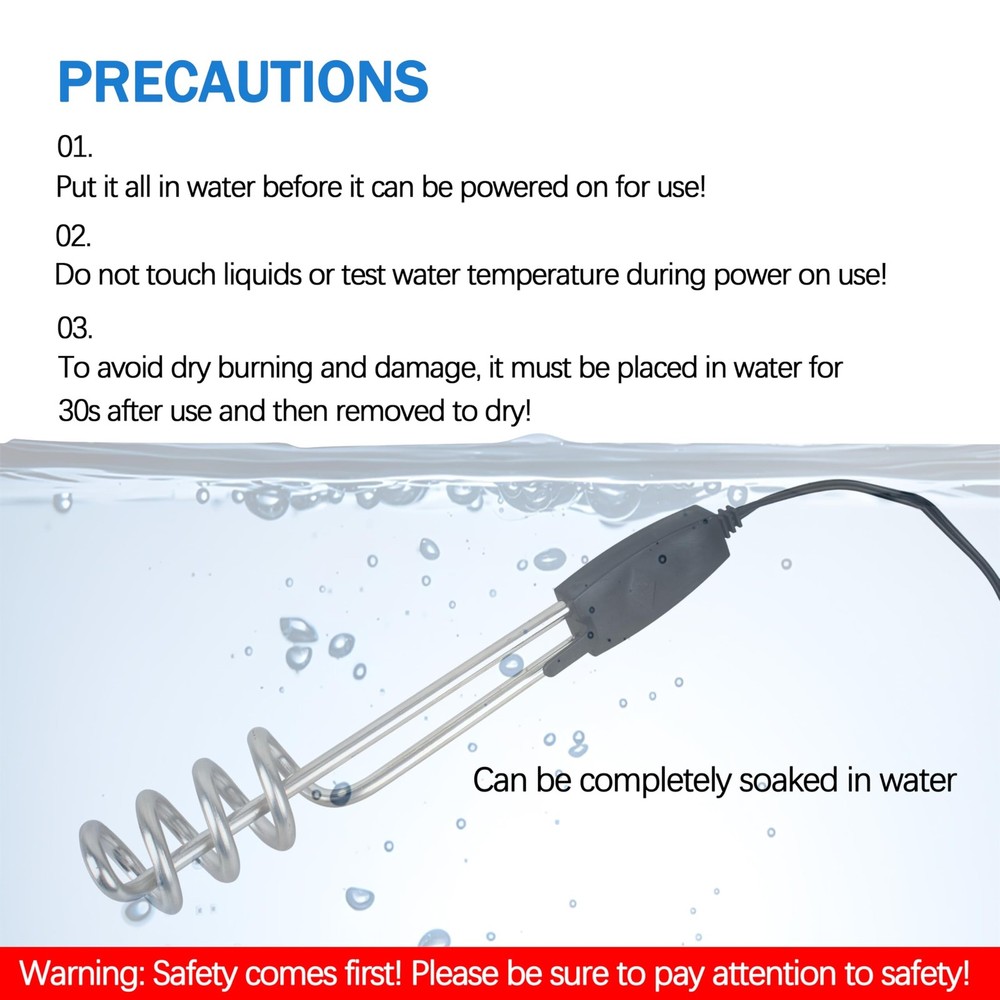 Immersion Heater, Submersible Water Heater，1500W/1000W-110V Portable Elec