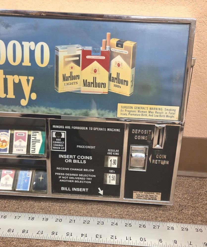 Cigarette vending machine control panel heavy chrome metal - vintage old time