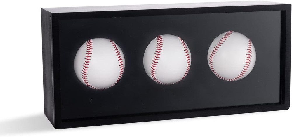 Baseball Display Case, Baseball Holder Display Case for 3 Balls, with Acrylic...