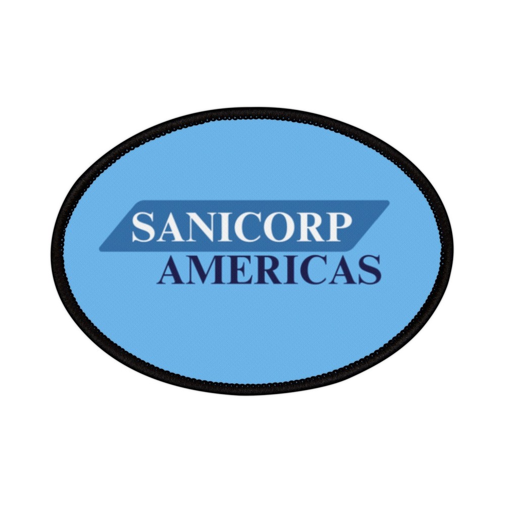 Sanicorp Americas logo patch Iron-On Patch | Oval company emblem