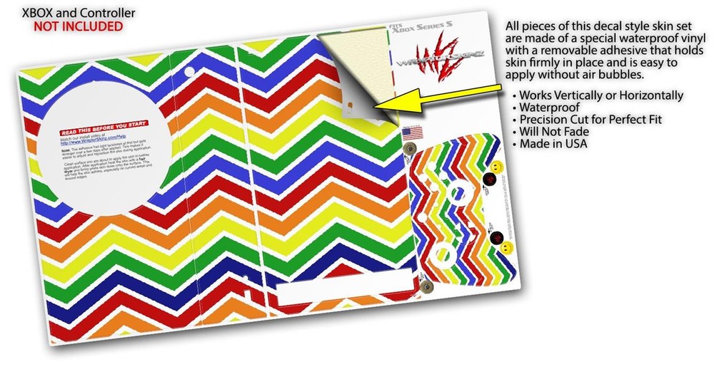 Skin Wrap for XBOX Series S Console Controller Zig Zag Rainbow