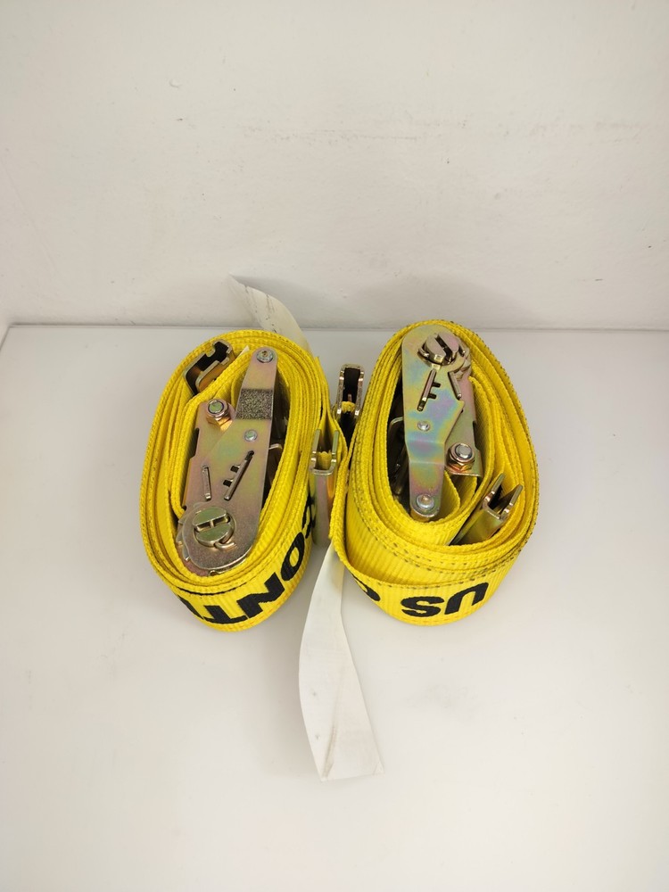 2Pack 2"x12' YELLOW E TRACK RATCHET STRAPS W/ SPRING E-FITTINGS & 4' FIXED END
