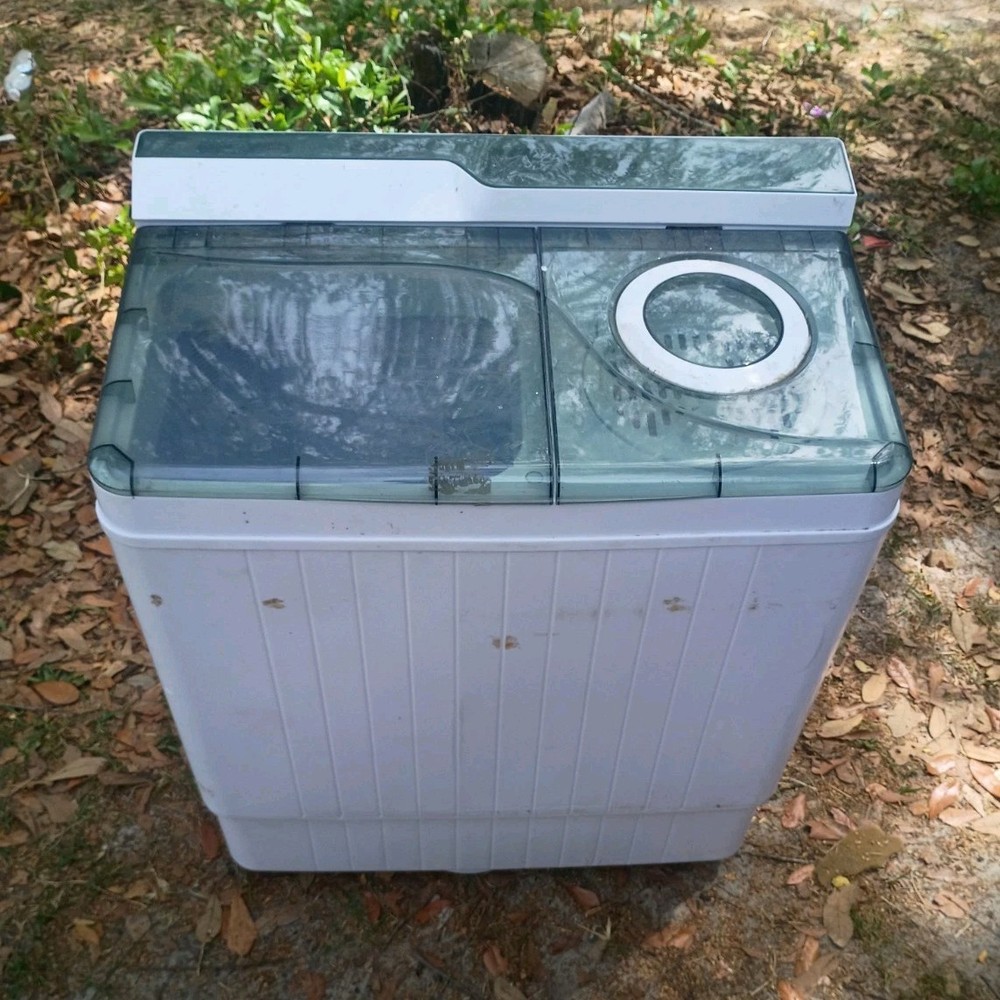 Top-Loading Twin Tub Washer Dryer Set Freestanding White
