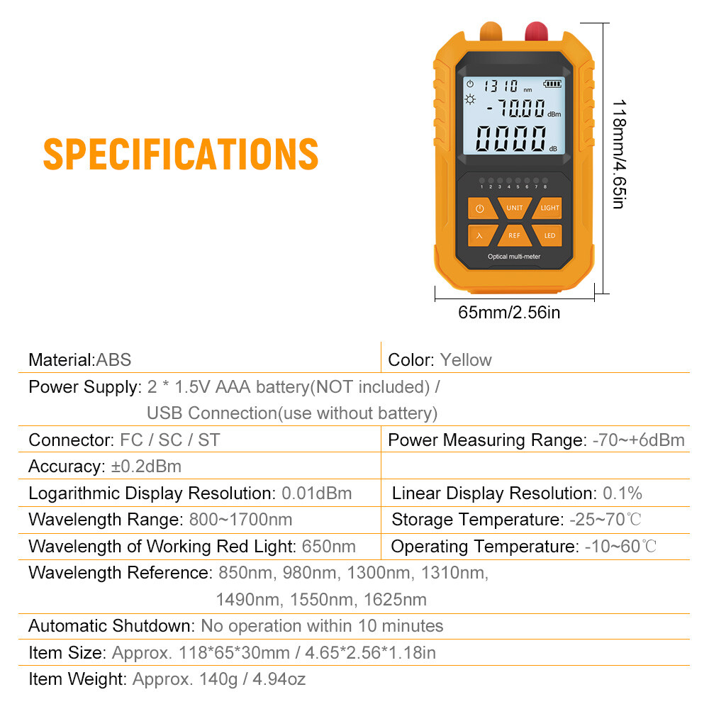 Handed Digital Optical Meter Network Cable Test W/ 5km Red Light O7U2