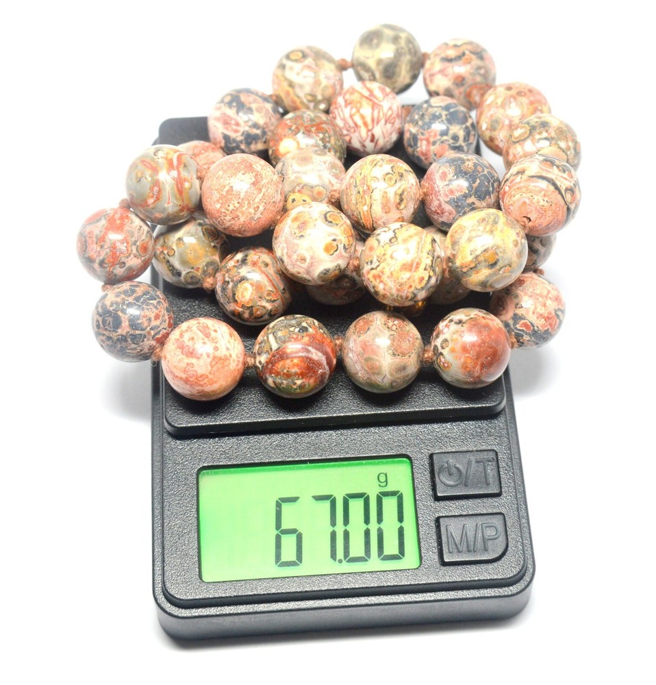 NATURAL POLISHED LEOPARD JASPER ROUND NECKLACE