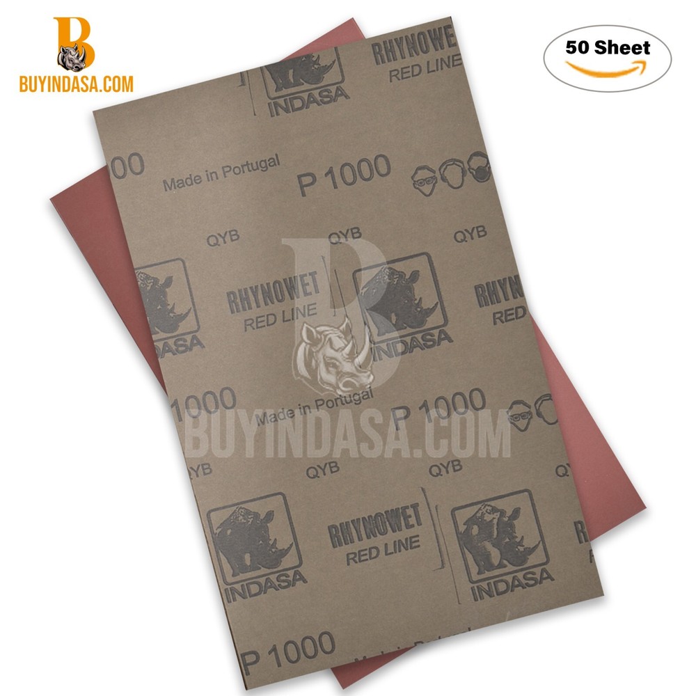 Indasa 50 PCS Half Sheets 5.5" x 9" Wet & Dry Sanding Sheets, 1000 - 2500 Range