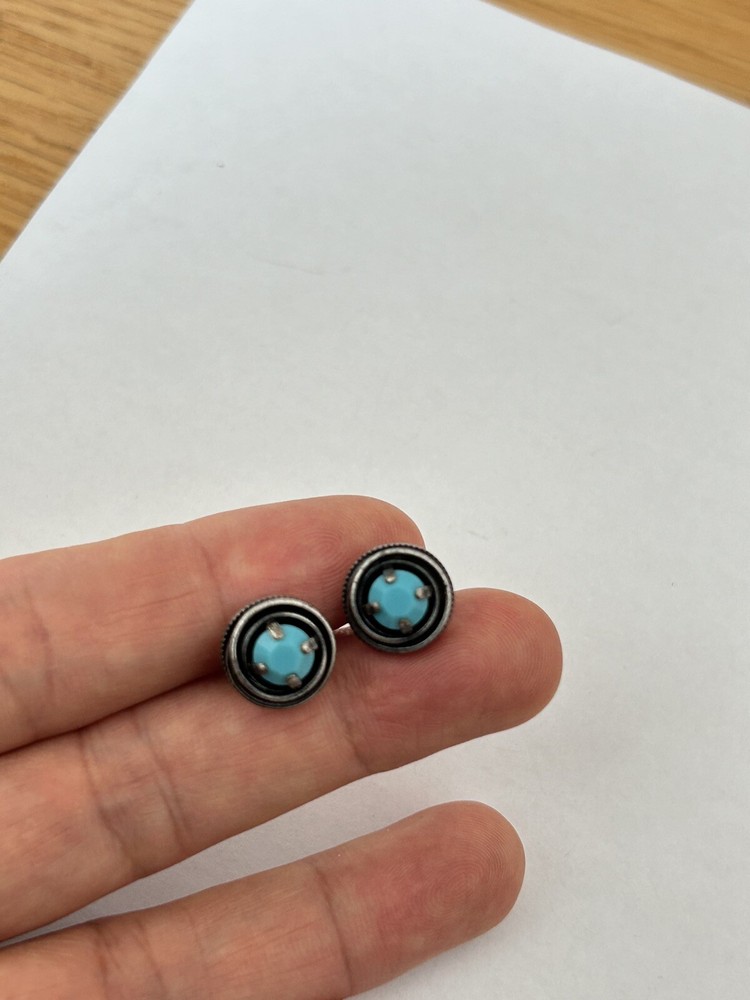 Gorgeous Signed Native America Sterling Silver Earrings Desk