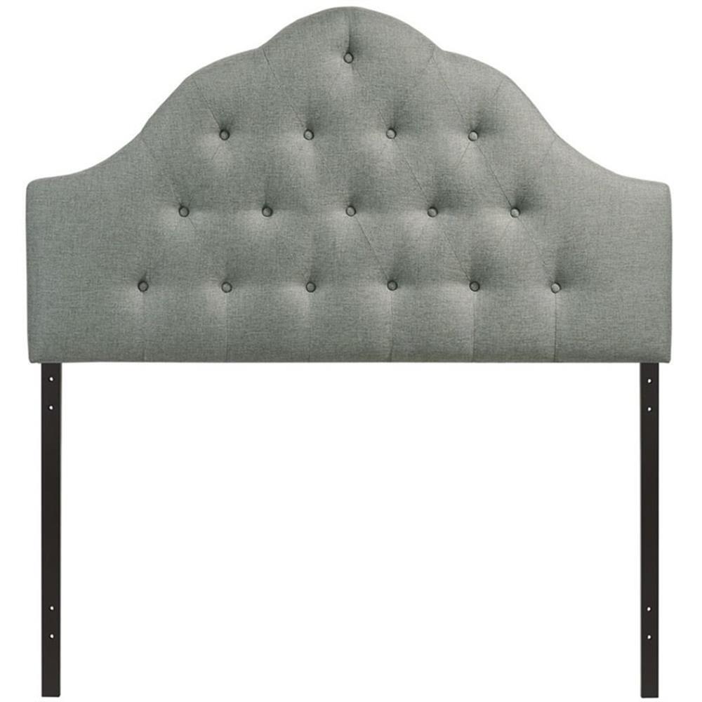 Hawthorne Collections Modern Fabric Queen Tufted Panel Headboard in Gray