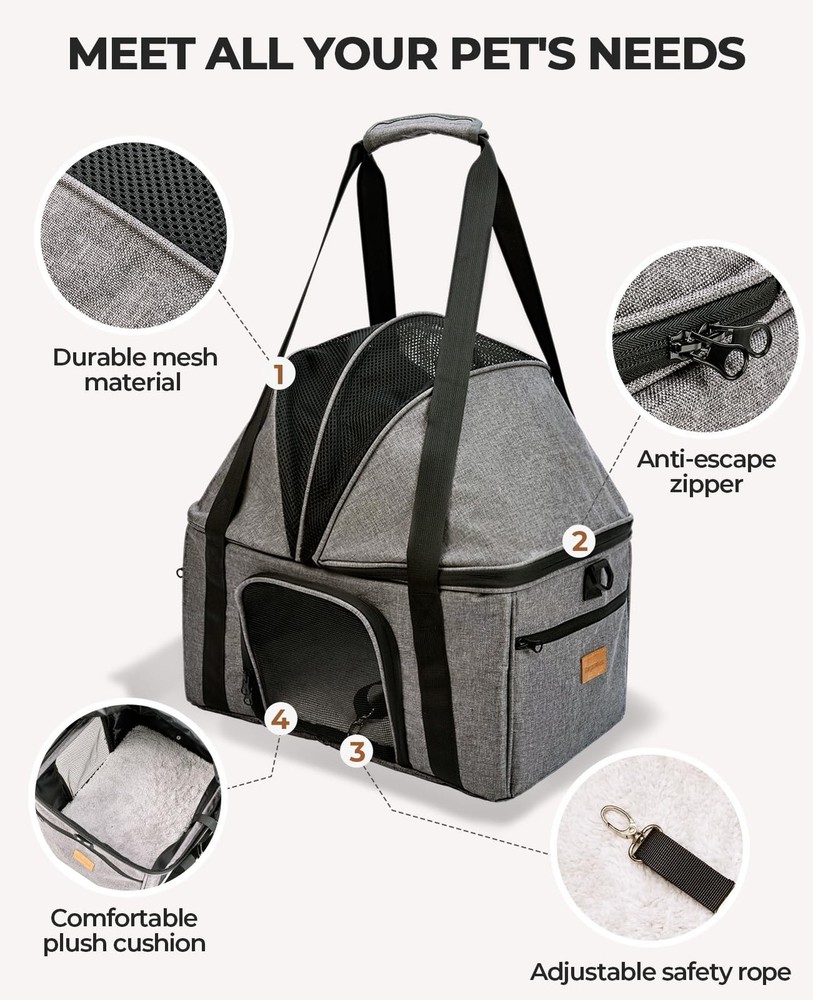 Top-Expandable Large Cat Carrier, Soft Sided Cat Bag Carrier for Medium Large...