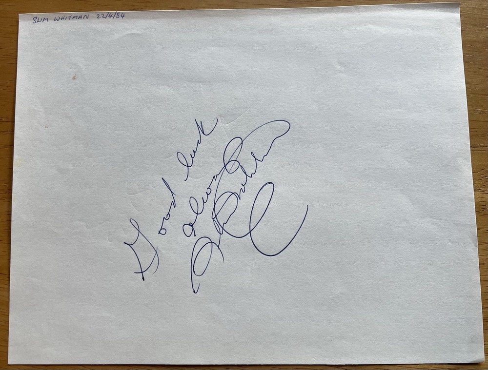 Singer and Guitarist Slim Whitman Autograph In-Person