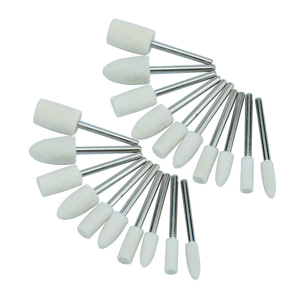 20 Pieces Compressed Wool Polishing Wheels Wool Felt Grinding Bits Buffing Ti...