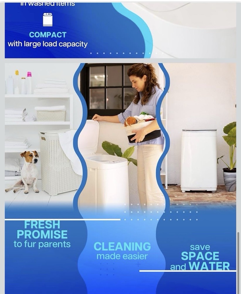 Compact Washing Machine – Fully Automatic Mini Washer Small Loads & Pet Items