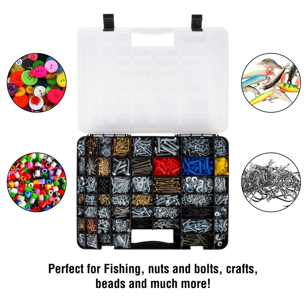 Portable Storage Case 55 Small Compartments for Screws Nuts Crafts Beads