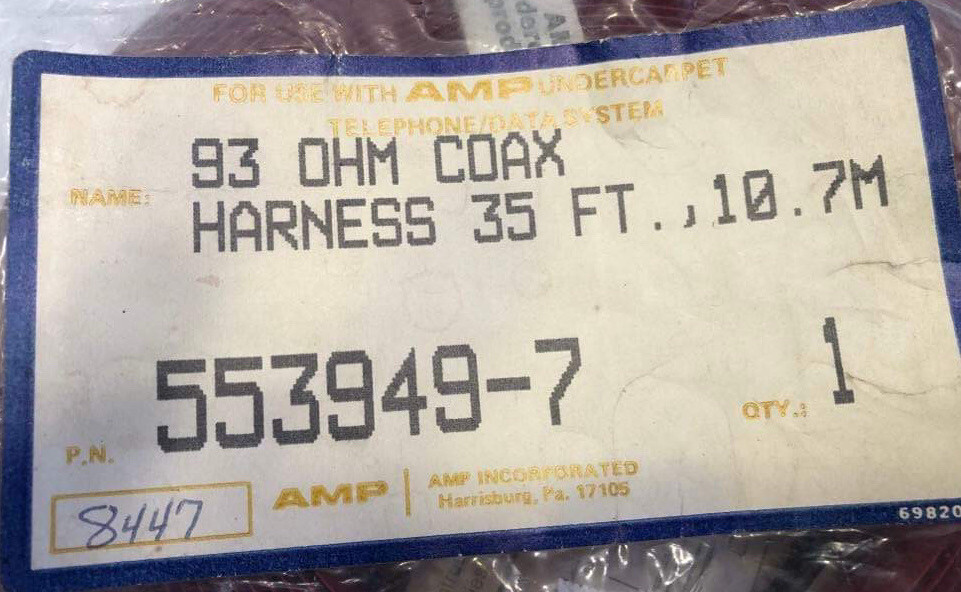 undercarpet 93 OHM coax cable Harness lp (35 Ft)
