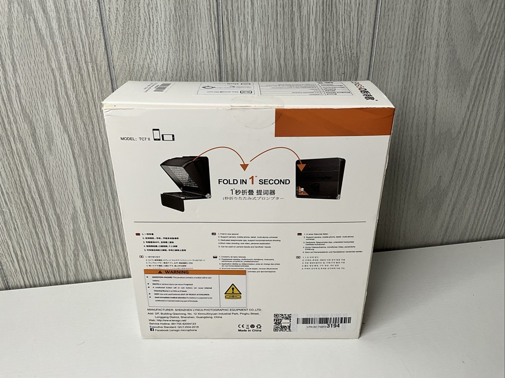 LENSGO TC7 II 7.9" Portable Teleprompter Reader Tablet/Phone/Camera OPENED BOX