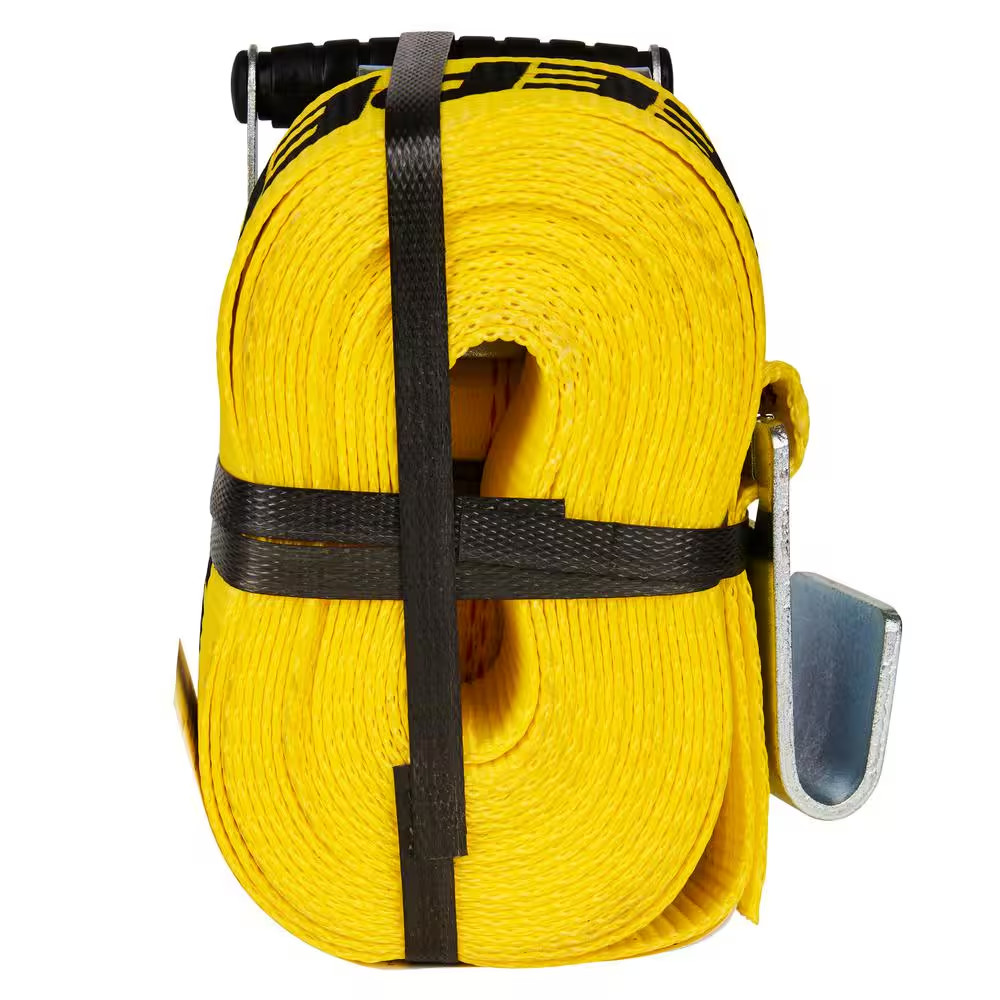 Flat Hook Ratchet Tie-Down Strap 27 Ft. X 2 In. 3,333 Lbs.