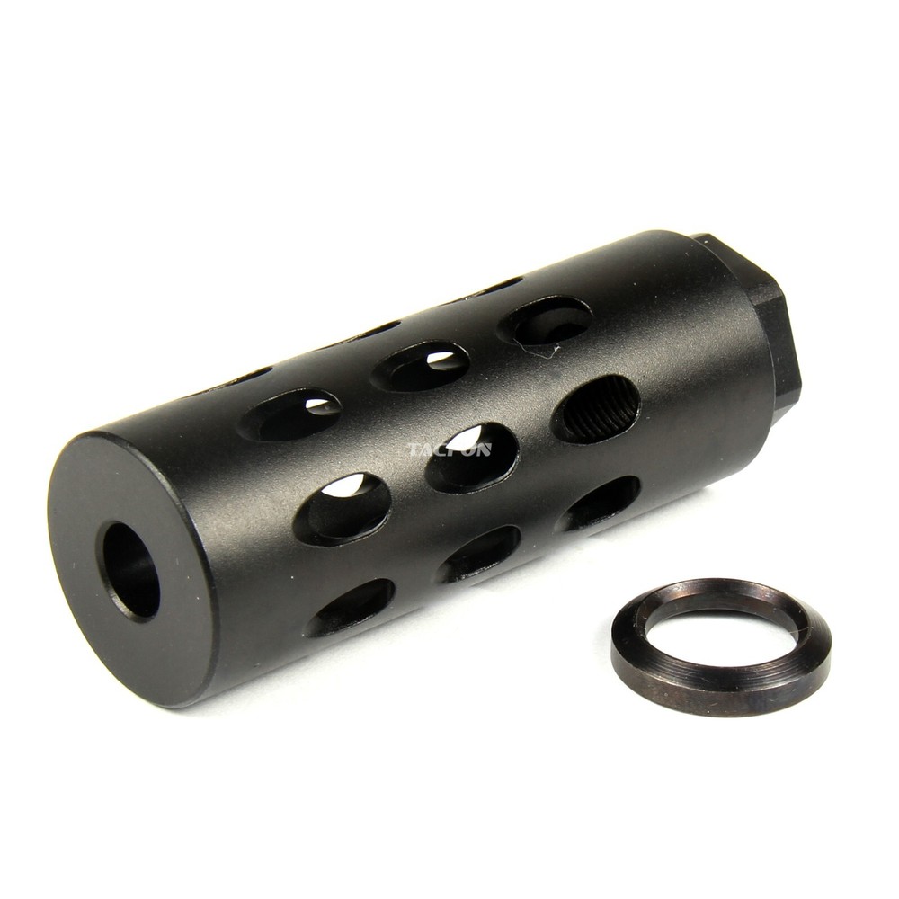 BLACK Aluminum Muzzle Brake Compensator 1/2x28 Thread for 9MM + Washer
