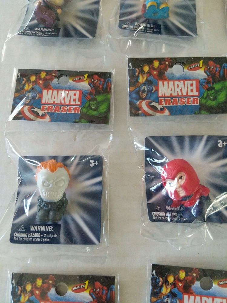12 Marvel Character Erasers By Monogram New, Sealed