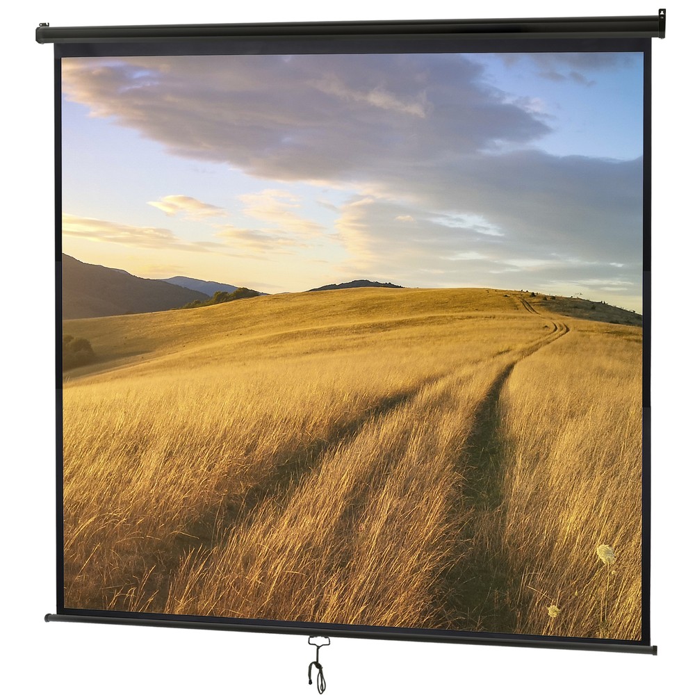 Manual Pull Down Projector Screen 84" X 84" Format HD Home Theater Black