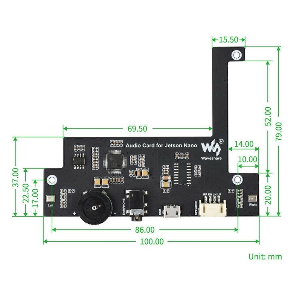 Waveshare Audio Codec Module for Jetson Nano USB Audio Codec Driver-Free Sou KI