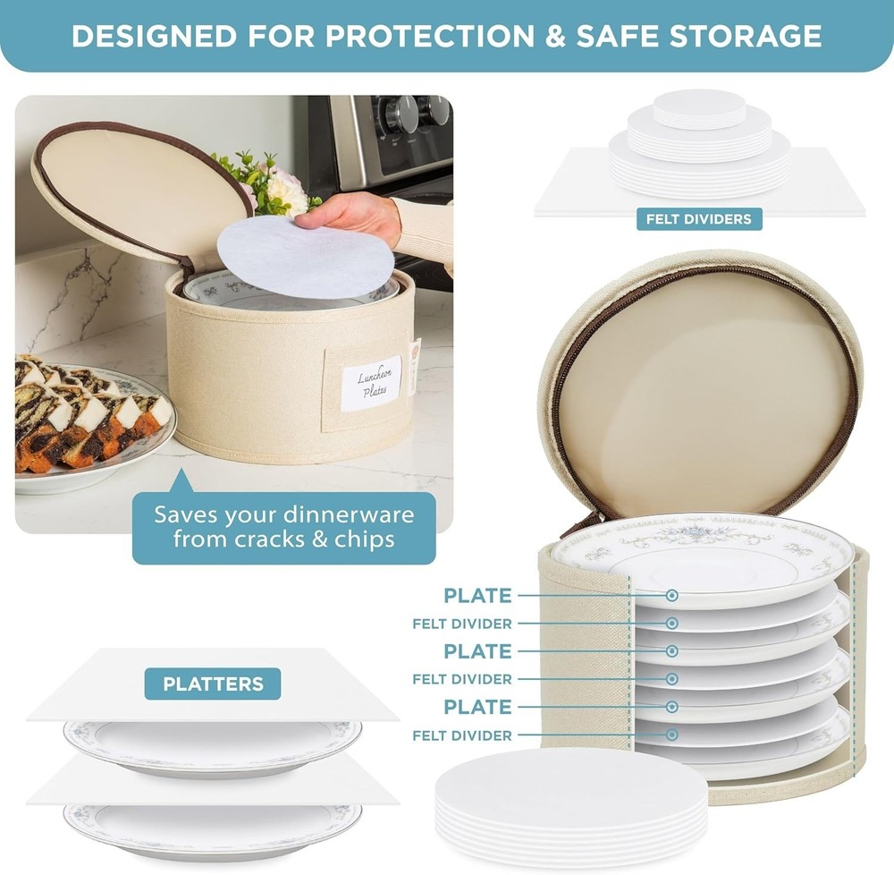 Hold N’ Storage Hard Shell Containers Beige Stackable 12-Pieces for Dinnerware