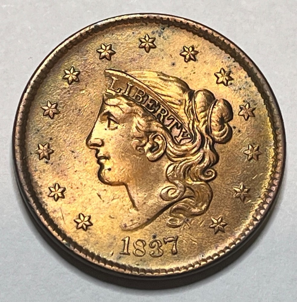 1837 Large Cent; High Grade Coronet Head 1C; W060