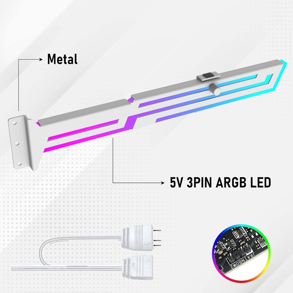ARGB GPU Support Bracket, RGB GPU Brace Support, 5V 3Pin Addressable GPU Holder,