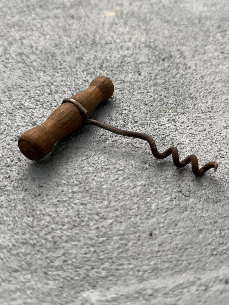 Antique Wooden T-Handle Corkscrew - 4 1/2”