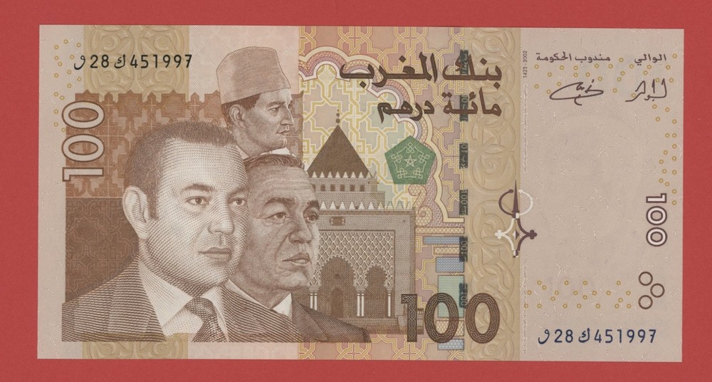MOROCCO  100  DIRHAMS  2002  PICK # 70  UNC.