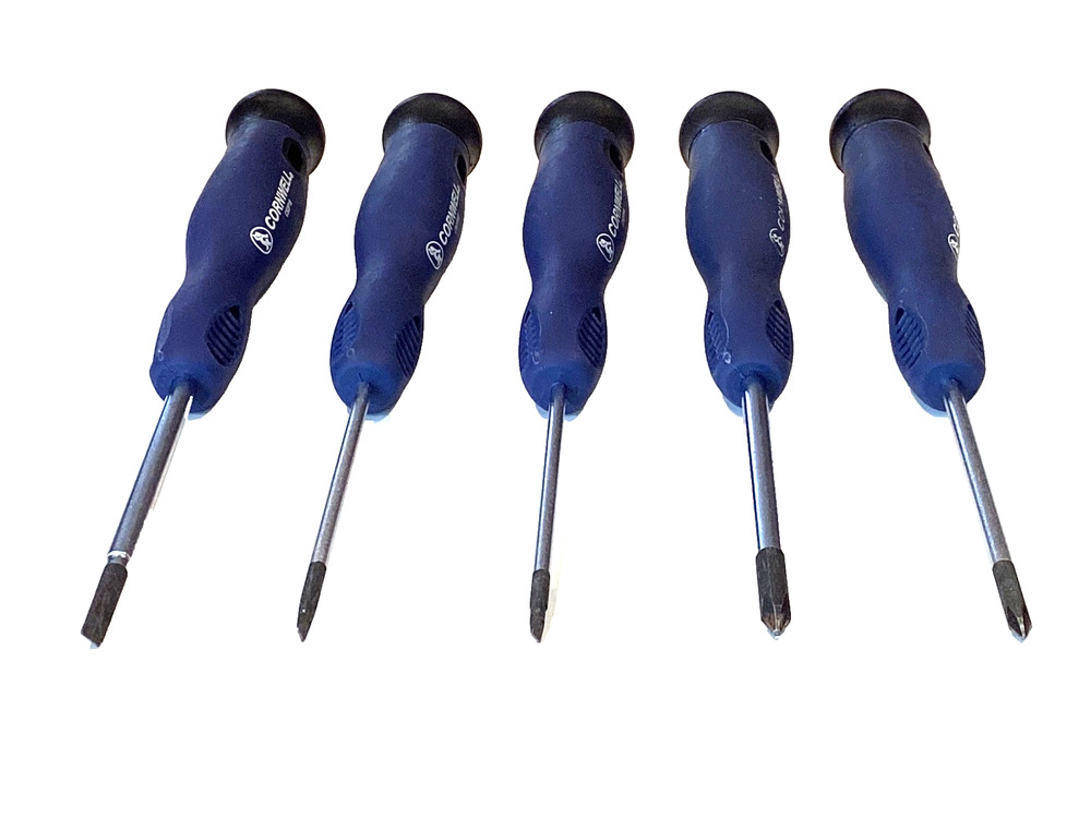 Cornwell Tool CSDP7S 5 Piece Soft Grip Pro Precision Screwdriver Set Spinner Top