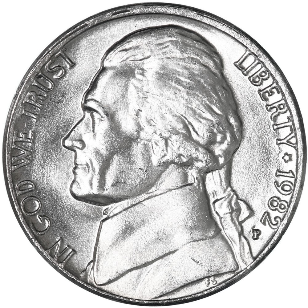 1982 P D Jefferson Nickel BU 2 Coin Year Set