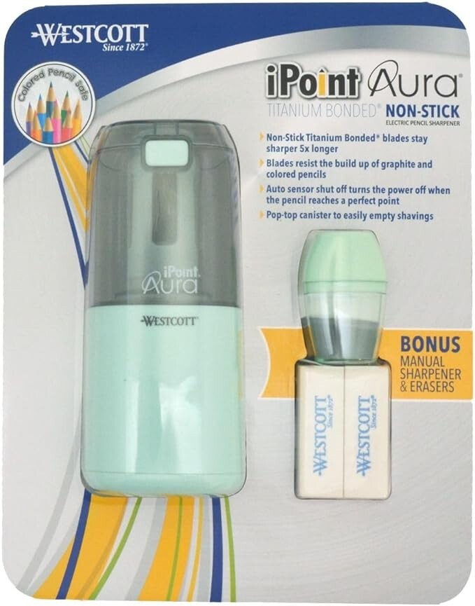 Westcott iPoint Aura Titanium Nonstick Electric Pencil Sharpener