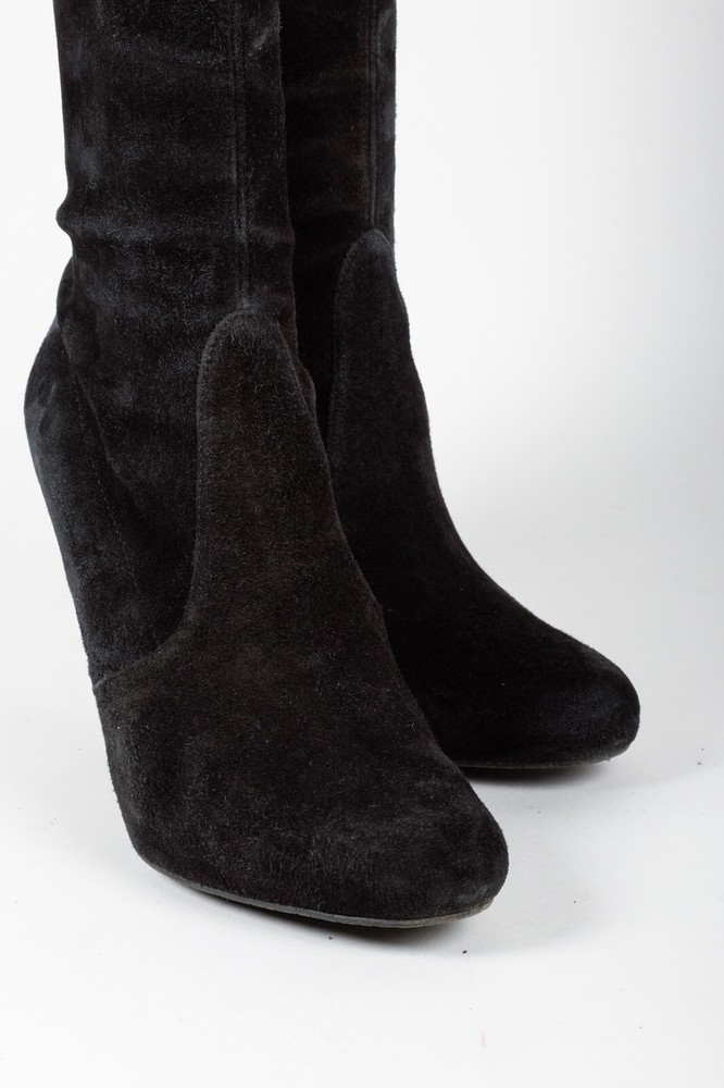 Stuart Weitzman Knee-High Black Suede Boots, Size 37