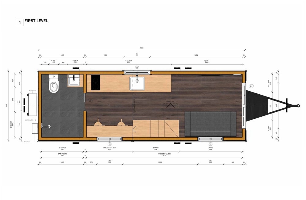 Tiny Mobile Home with Loft | 23.5'x8' | 188 Sq Ft | Design Plans