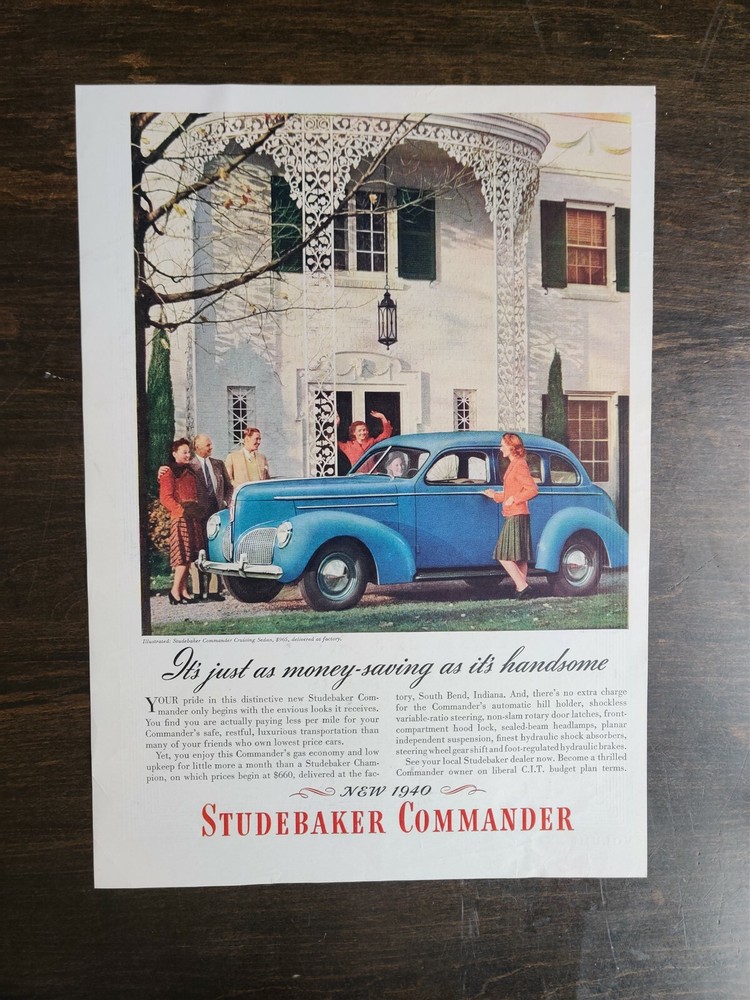 Vintage 1940 Studebaker Commander Original Full Page Color Ad