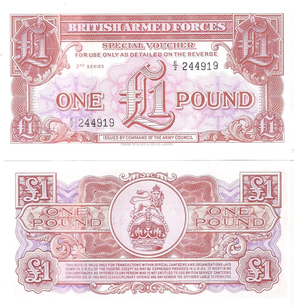 GREAT BRITAIN 1 Pound Military Script (1956) Pick M29, Uncirculated