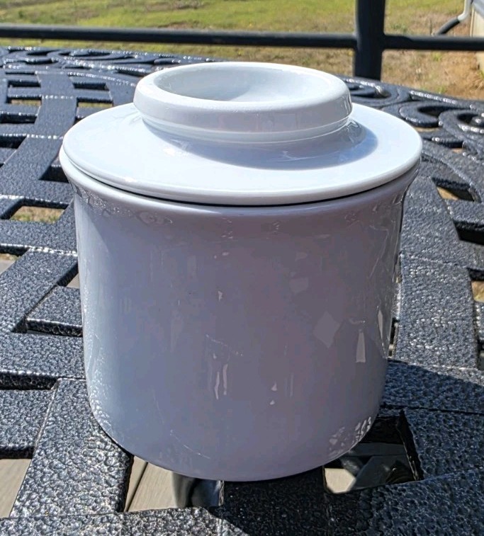 White Stoneware Butter Crock