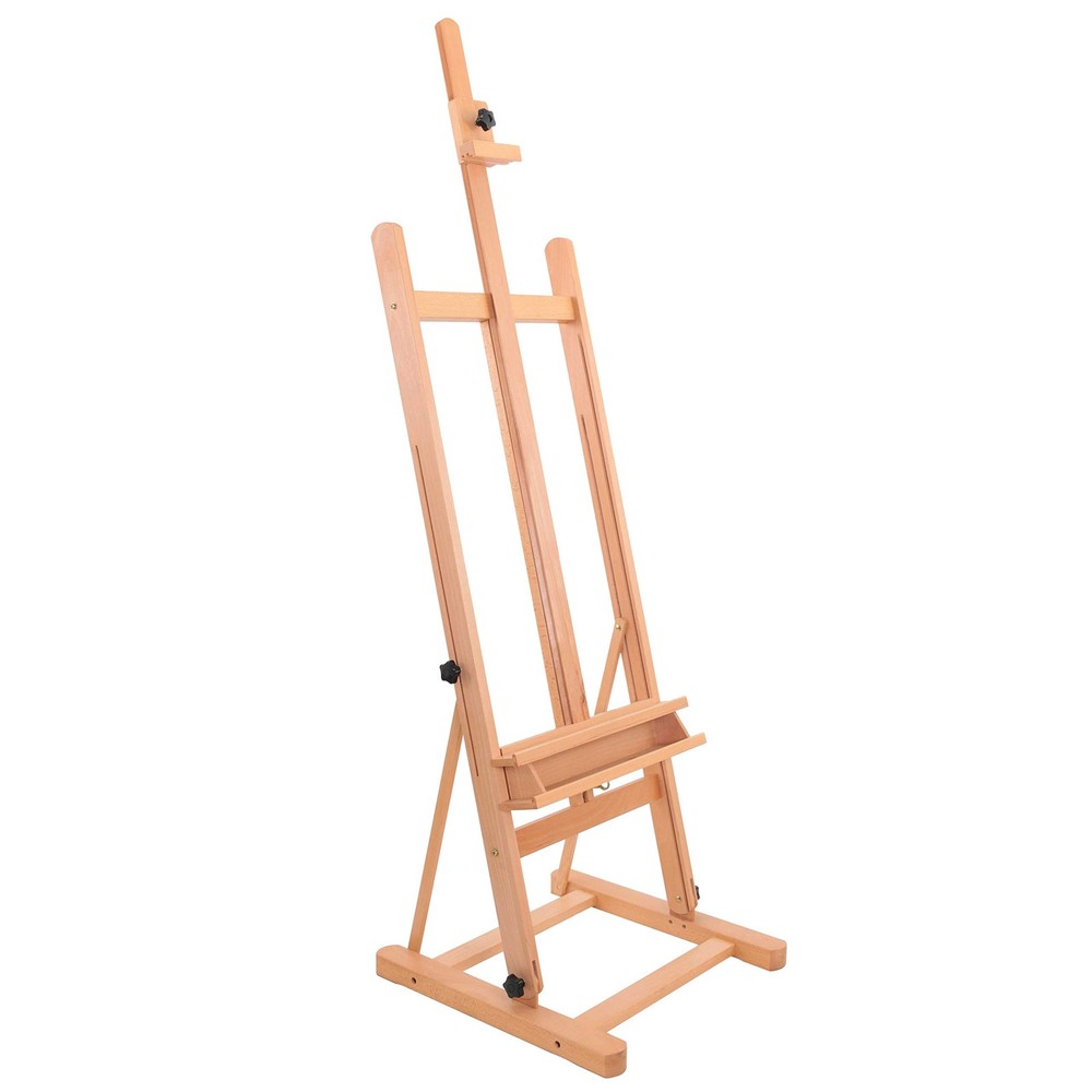 U.S. Art Supply Medium Wooden Studio H Frame Easel with Storage Tray -