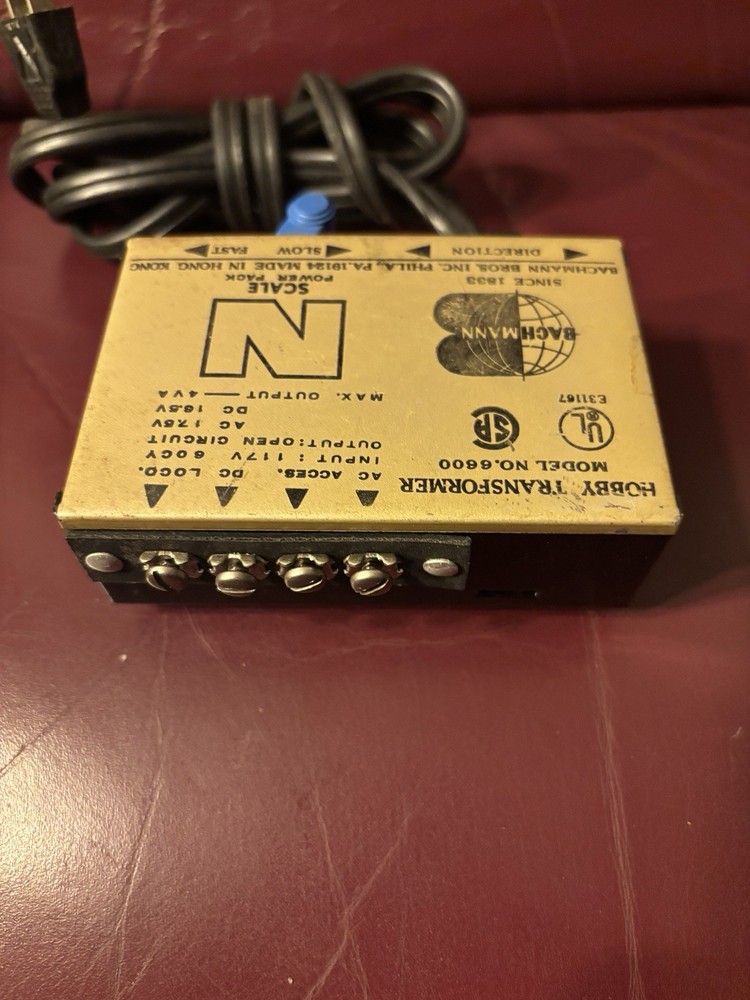 Bachman N Scale Hobby Transformer Power Pack Model No 6600 Tested Working