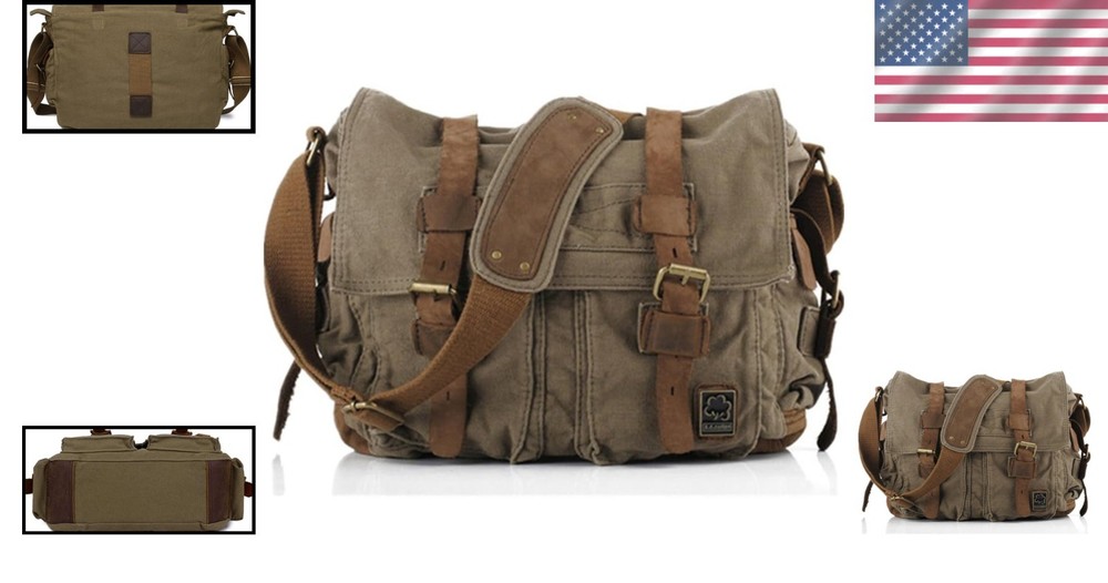 Vintage Military Canvas Messenger Bag