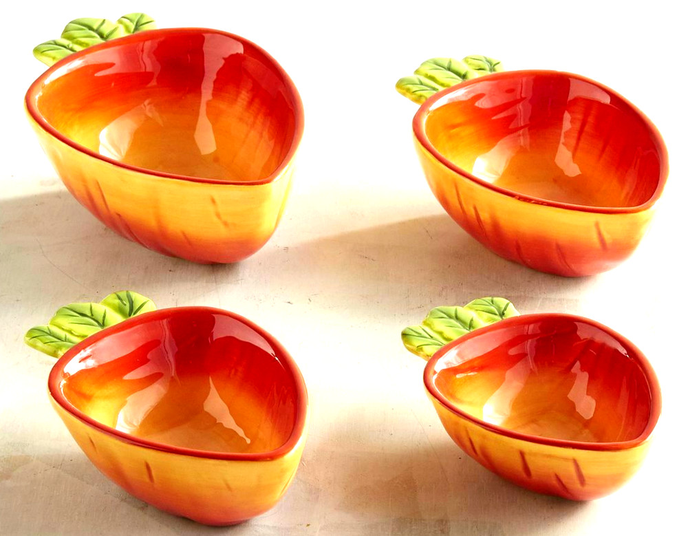 Gardeners Eden 4-PC SET Ceramic Easter Orange Carrot Nesting Measuring Cups