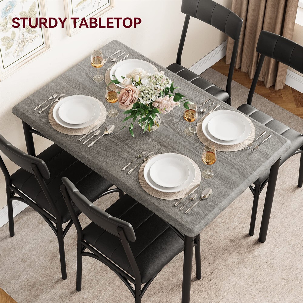 Dining Table Set for 4 Kitchen Table Chairs Metal Wood Upholstered Dining Sets