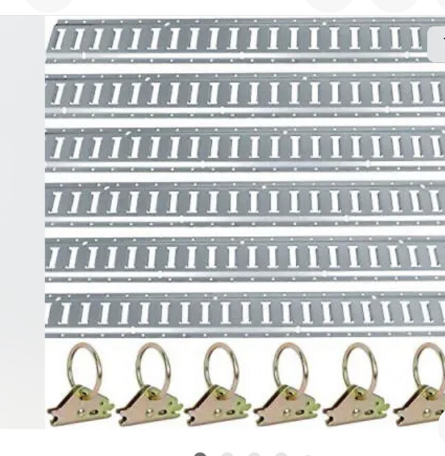 6 E-Track Tie-Down Rail Kit 5ft Horizontal E Track Rails and 6 Steel...
